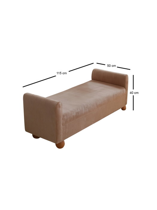 Atelier Del Sofa Banco de Tela TEDDY Camel, Asiento Acogedor para Sala de Estar y Dormitorio, 115 cm Ancho